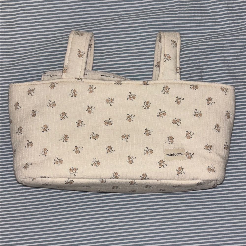 Cream Floral Stroller Caddy MiniCoton